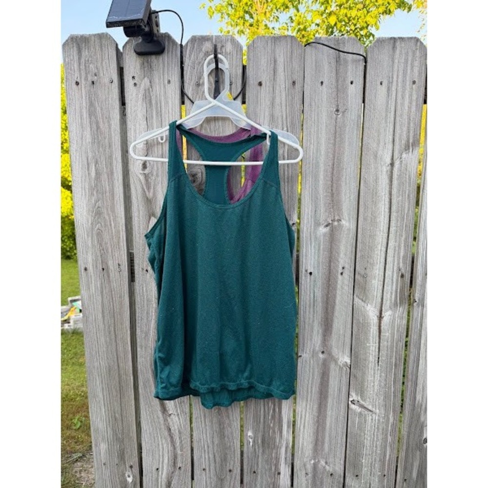 Xersion Women Slim Fit Racerback Mesh Active Tank Top 2 Pack Teal Purple Large